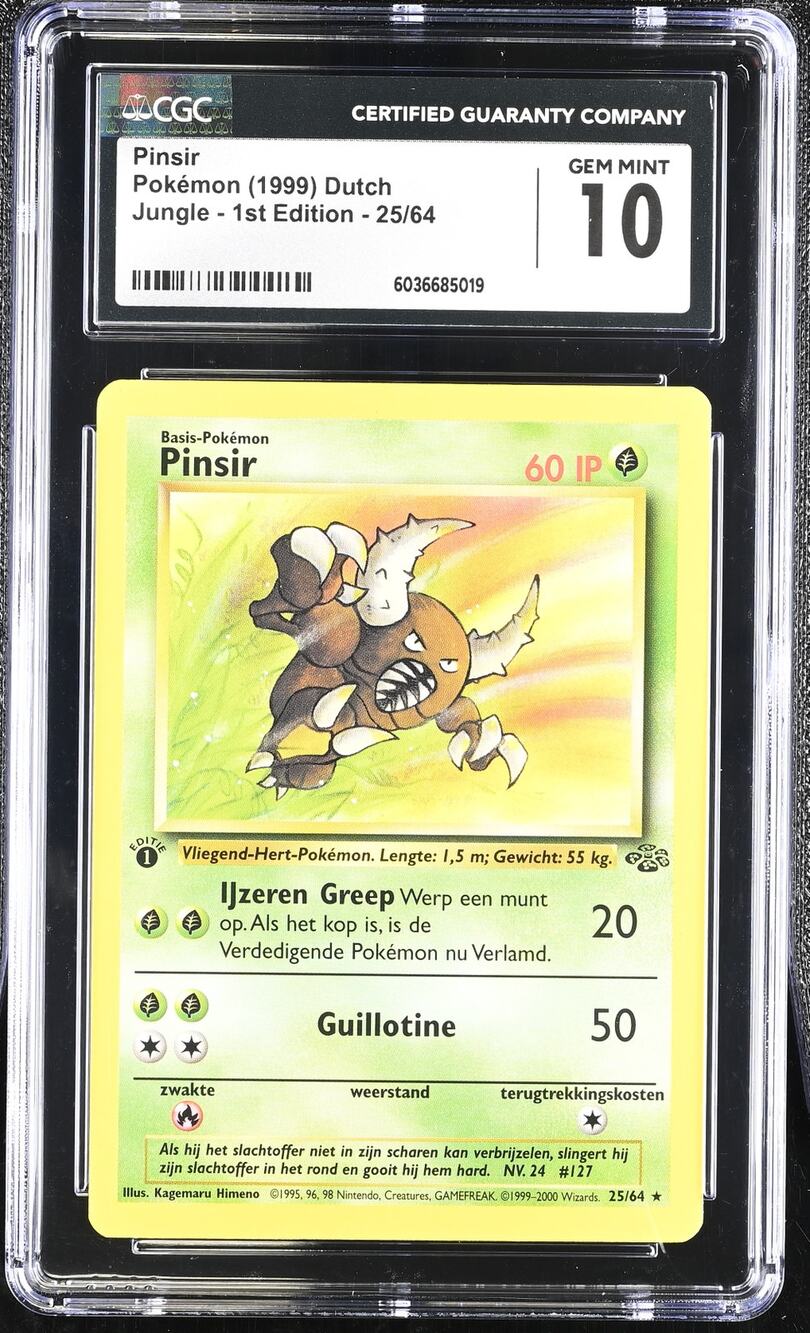 CGC 10 GEM MINT Pinsir 1st Edition 25/64 Pokemon Dutch Jungle (PSA/BGS) Pop 2